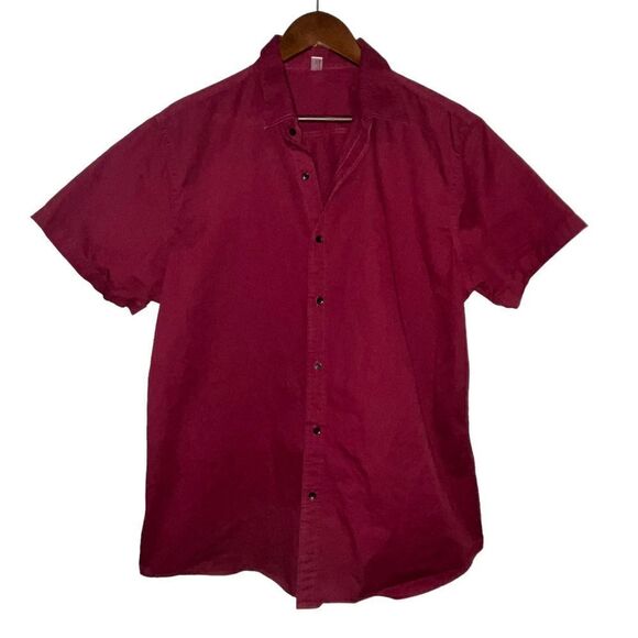 Manwan Men's Walk Burgundy Short Sleeve Button Down Shirt - Picture 1 of 9